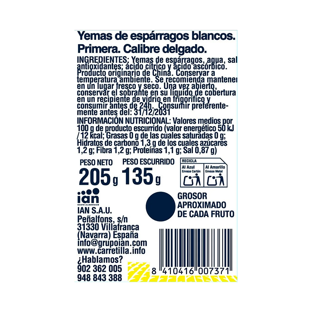 Espárragos yemas delgadas - Lata 135g