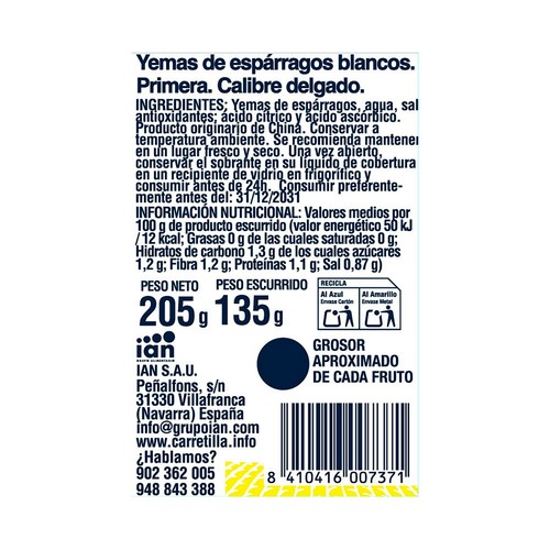 CARRETILLA Espárragos yemas delgadas - Lata 135g