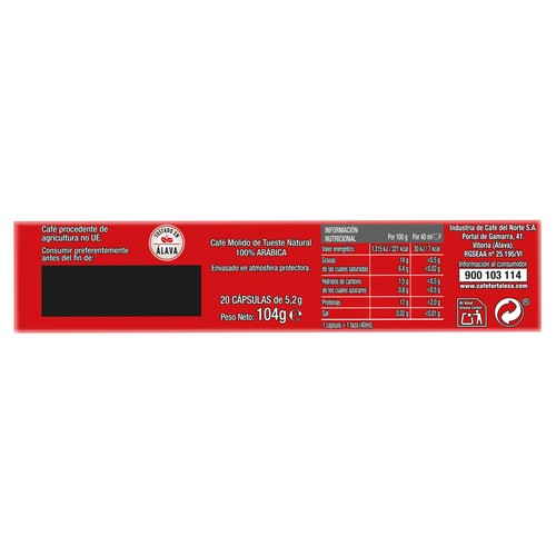 FORTALEZA Capsulas de café natural 20 und 104gr