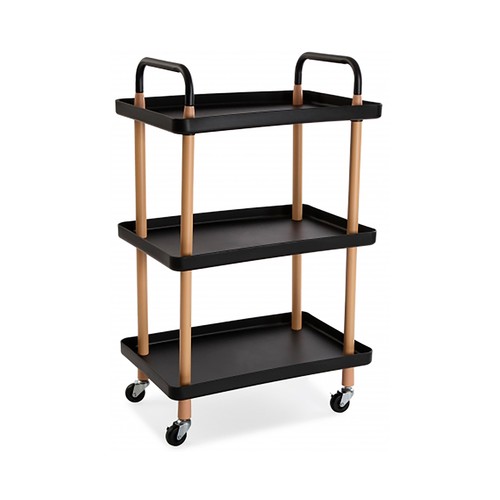 Carro de cocina negro y madera, VERSA HOME.