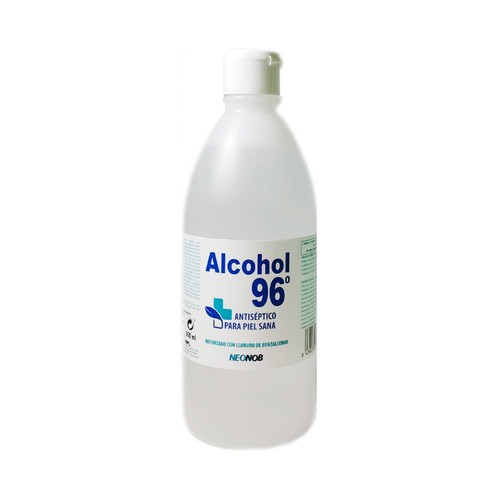 NEONOB Alcohol etílico 96º antiséptico para piel sana, reforzado con cloruro de benzalconio 500 ml.