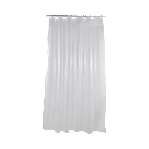 Cortina de baño de PEVA color blanco semiopaca estampado, 180x200cm. ACTUEL.