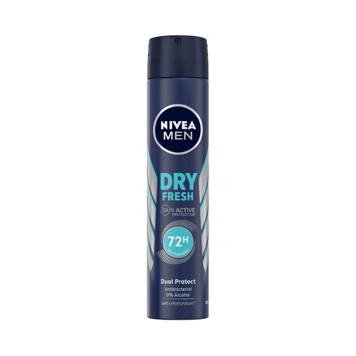 NIVEA Men dry fresh Desodorante en spray para hombre anti transpirante hasta 72 horas 200 ml.