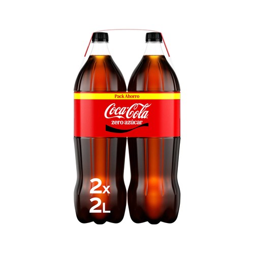 COCA COLA Zero azúcar Refresco de cola pack 2 botellas 2 l.