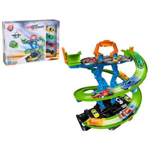 Garaje Espiral Speed con 4 cohes de metal +3 Años ONE, TWO FUN