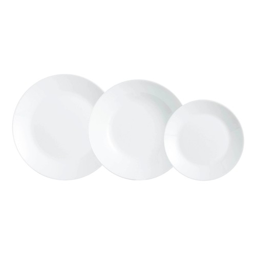 Vajilla completa de 18 piezas, 6 servicios, fabricada en vidrio opal modelo Zelie ARCOPAL