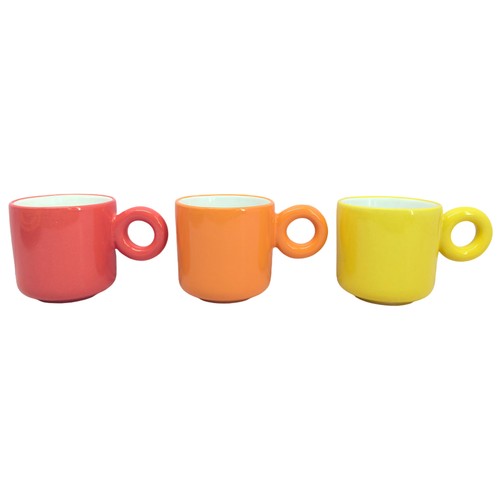 Set 3 tazas café gres 15cl color rojo/amarillo/naranja.-8435474431661 Mikado 50ml aroma ave del paraíso. ACTUEL
