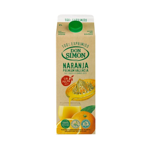 Zumo de naranja (100 % exprimido) sin pulpa DON SIMÓN 2 l.
