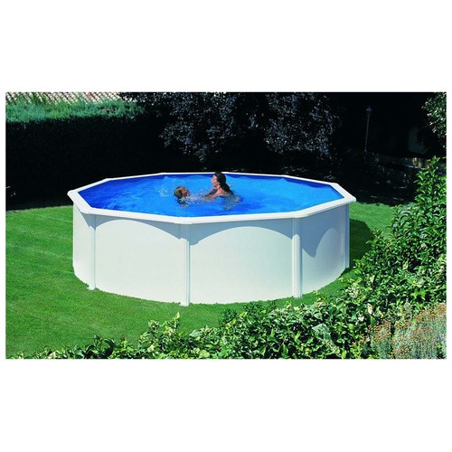 Piscina redonda rígida con estructura de acero reforzado, escalera y depuradora, 460x120 centímetros, 19943.5 litros GRE 1.