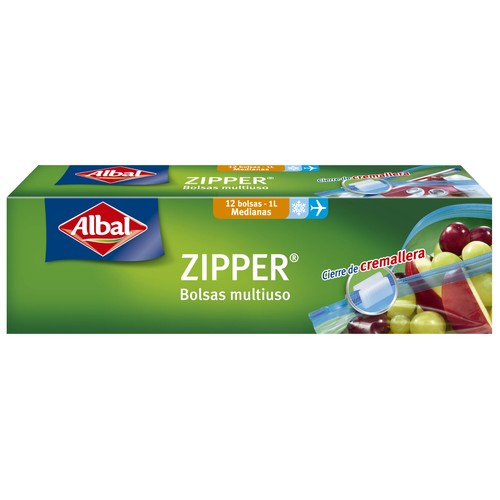 ALBAL Bolsas multiusos con cierre de cremallera (tamaño mediana 20x16cm) ALBAL 12 uds.