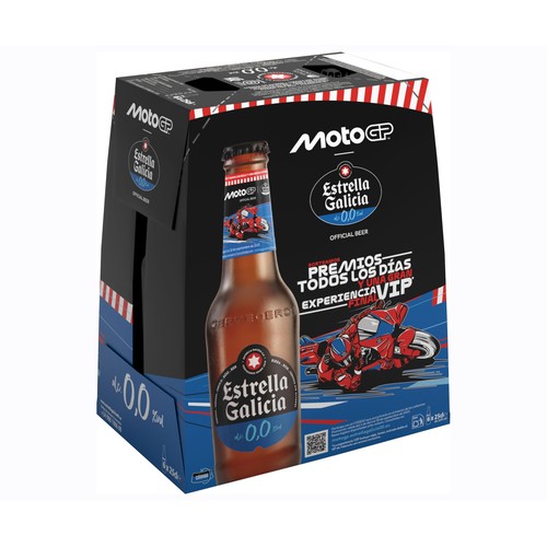 Cervezas sin alcohol (0,0% Vol.) ESTRELLA GALICIA pack de 6 botellas de 25 c