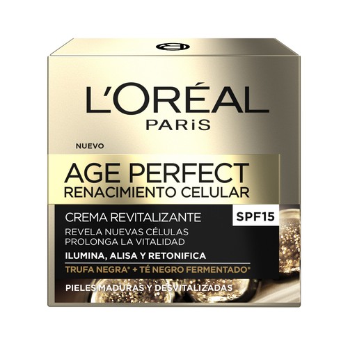 L´ORÉAL PARIS Age perfect renacimiento celular 50 ml Crema revitalizante de día, con FPS 15, para pieles maduras y desvitalizadas.
