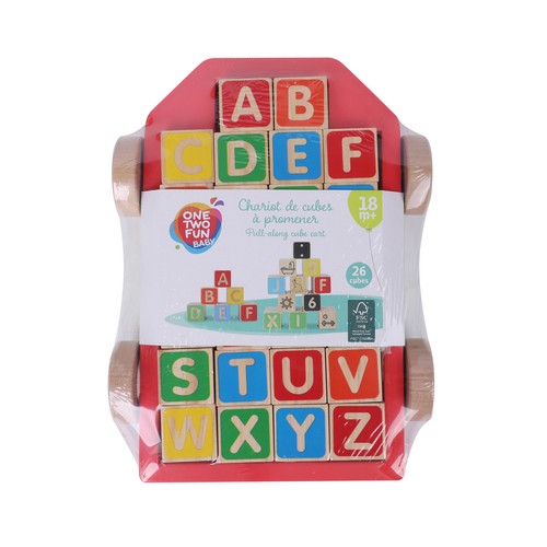 Carro Arrastre 25 Bloque Madera +18 Meses ONE, TWO FUN Baby