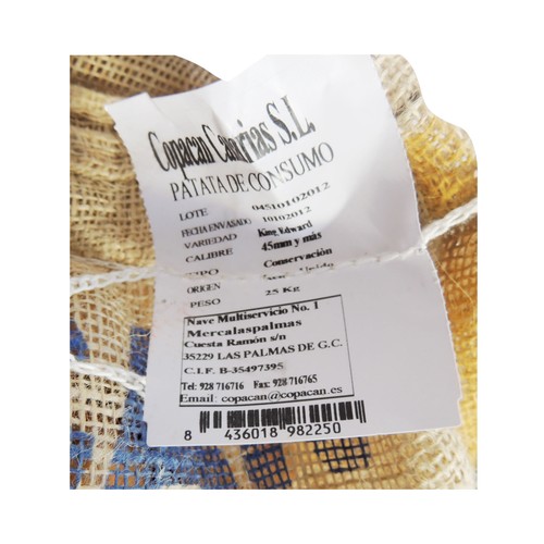 Patatas HORTALIZA saco 25 kg.