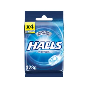 HALLS Caramelos de eucalipto sin azúcares añadidos, 4 uds. 128 g.