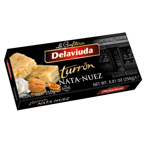 DELAVIUDA Turrón nata y nuez 250 g.