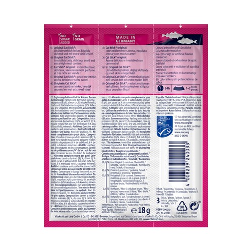 VITAKRAFT Snacks gatos, mini sticks bacalao y atún VITAKRAFT CAT STICK 3 uds 18 g.
