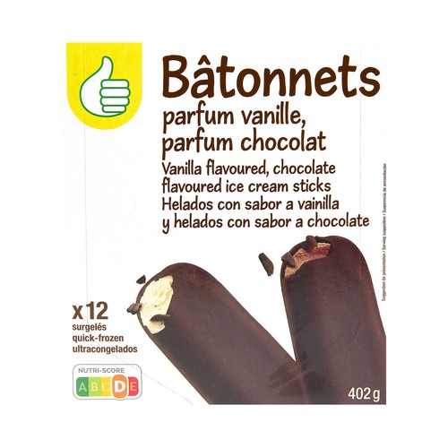 PRODUCTO ECONÓMICO ALCAMPO Mini helados de vainilla (6) o chocolate (6) 12 uds.