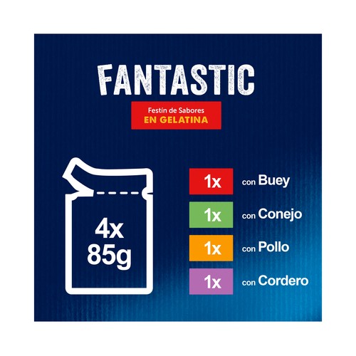 FELIX Comida para gatos a base de carne en gelatina PURINA FELIX 4 uds. x 85 g.