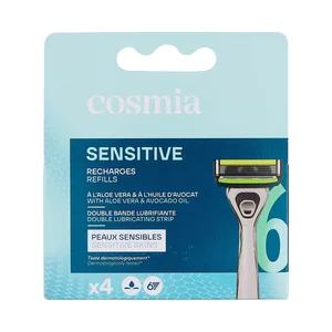 COSMIA Sensitive Recambios de maquinilla de afeitar con cabezal giratorio de 6 hojas, para pieles sensibles.