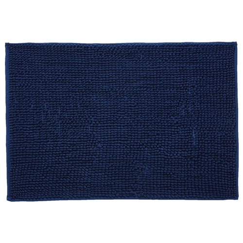 Alfombra de chenilla 100% algodón color azul marino, 900g/m², 50x70cm. ACTUEL.