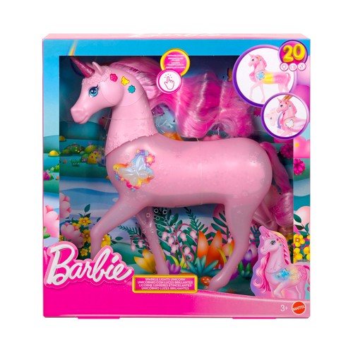 Barbie Unicornio Galopa y Brilla con 20 combinaciones de luces y sonidos +3 Años MATTEL