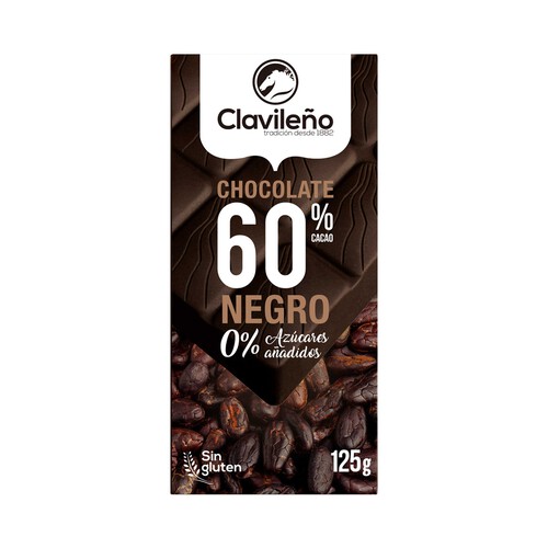 CLAVILEÑO Chocolate extrafino negro sin azúcares añadidos 125 g.