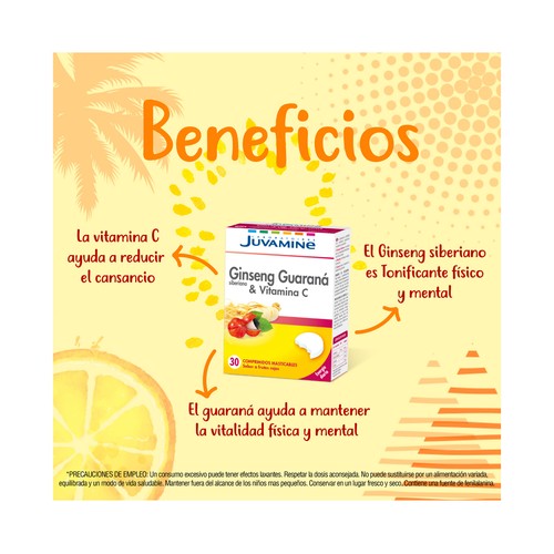 JUVAMINE Complemento alimenticio con ginseng guaraná y vitamina C 30 uds.