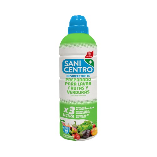 SANICENTRO Preparado desinfectante para lavar frutas y verduras con lejia 750 ml.
