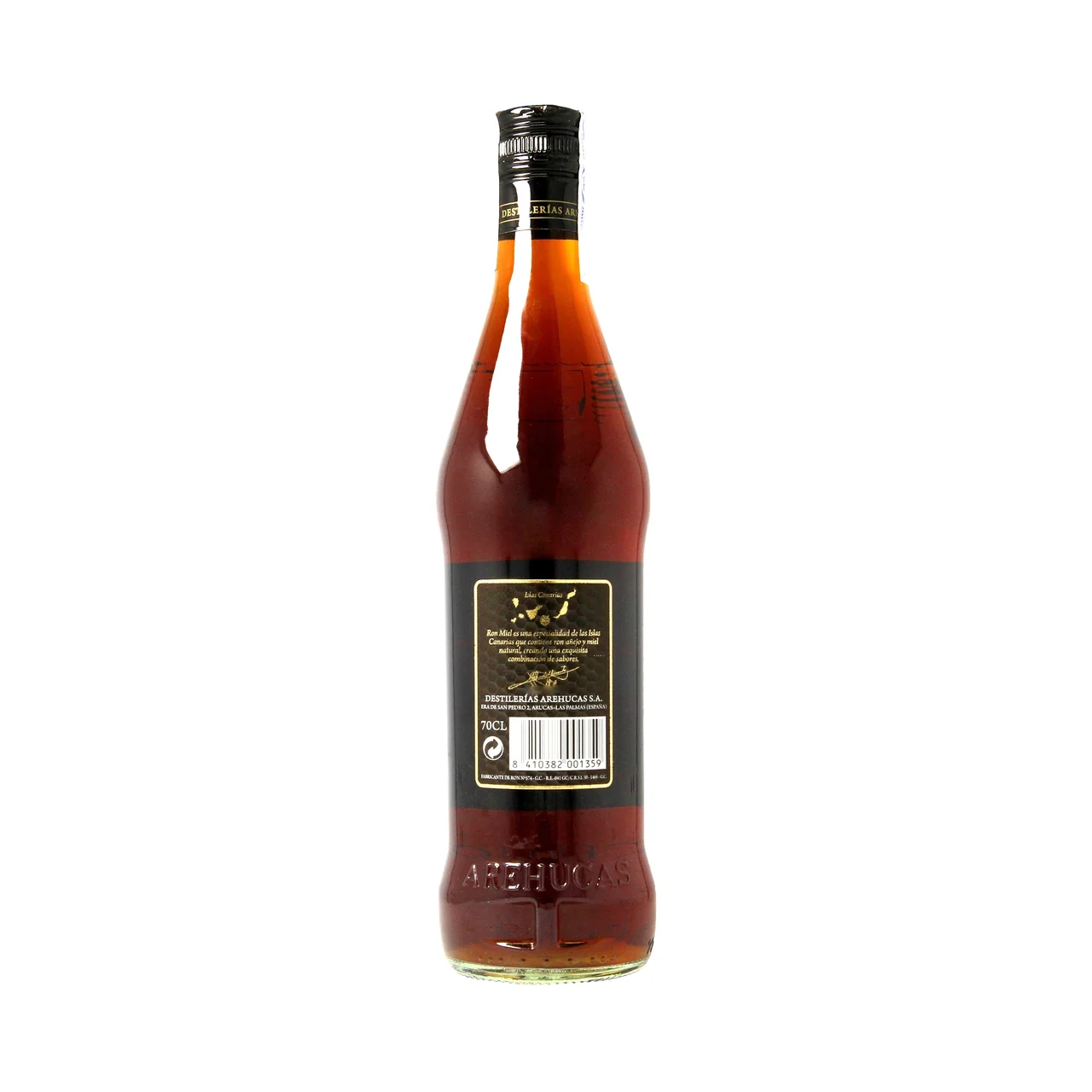 GUANCHE Ron dorado con miel GUANCHE botella de 70 cl.
