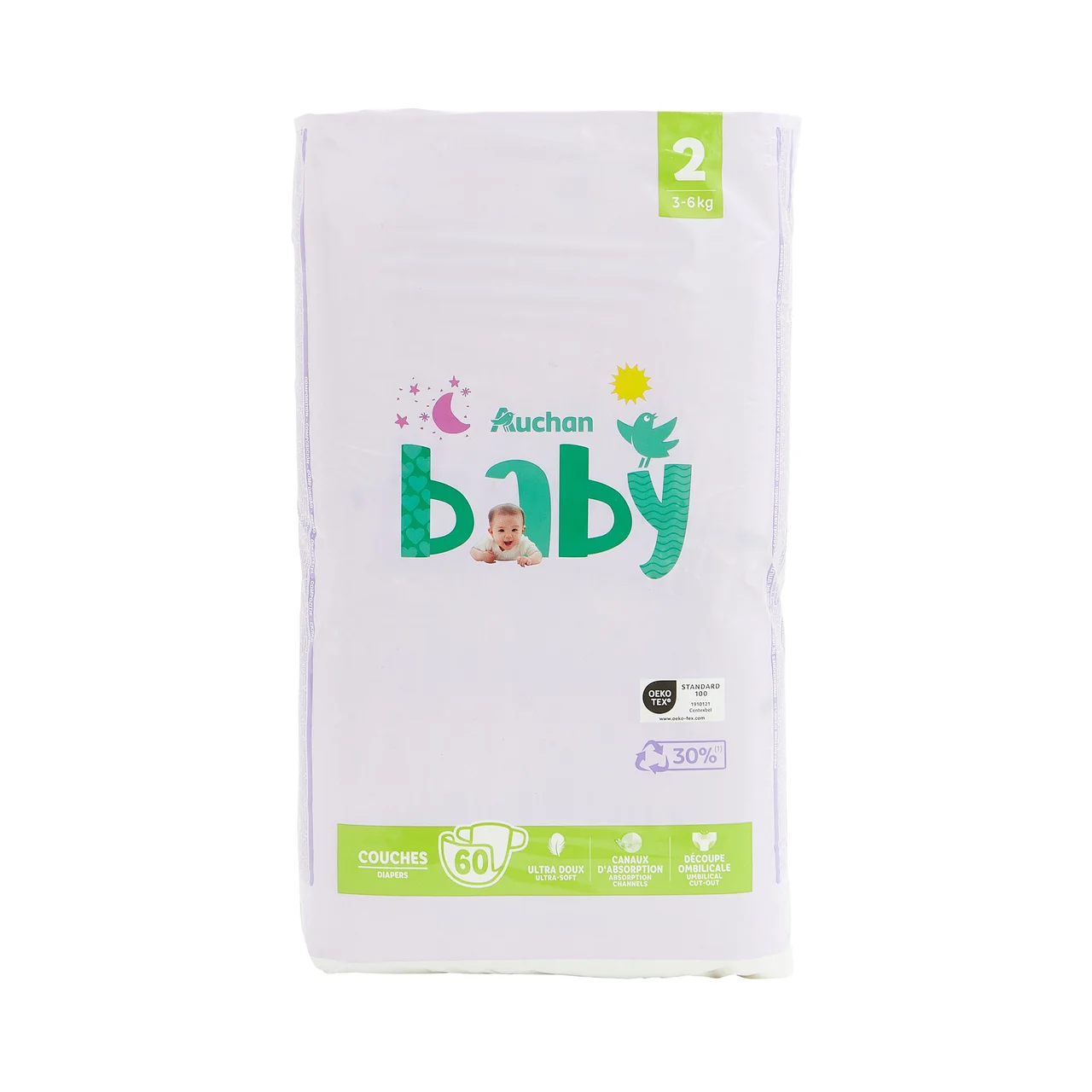 PRODUCTO ALCAMPO Baby Pañales talla 2 (3-6 kg) 60 uds.