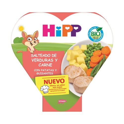 HIPP Bio Salteado de verduras y carne con patatas y guisantes, a partir de 1 año 250 g.