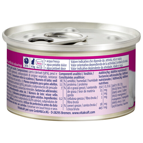 VITAKRAFT Alimento húmedo completo gatos adultos, salmón POESIE MOUSSE VITAKRAFT 85 g.