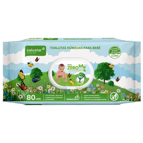 BABY ZERO Toallitas húmedas hidratantes para bebe BABY ZERO 80 uds.