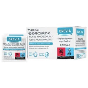 BREVIA Toallitas hidroalcohólicas con glicerina, para limpieza de manos en profundidad 24 uds.