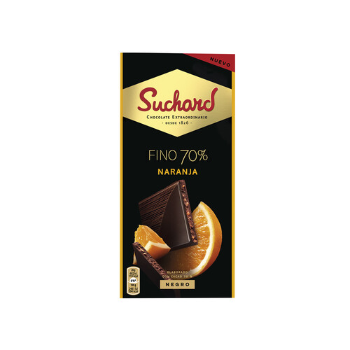 Alcampo SUCHARD Chocolate negro 70 % cacao sabor naranja 100 g