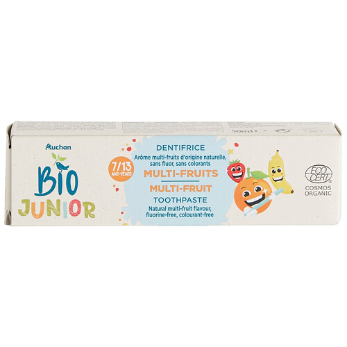 PRODUCTO ALCAMPO Pasta de dientes ecológica con aroma a multifruta, para niños de 7 a 13 años PRODUCTO ALCAMPO Bio 50 ml.