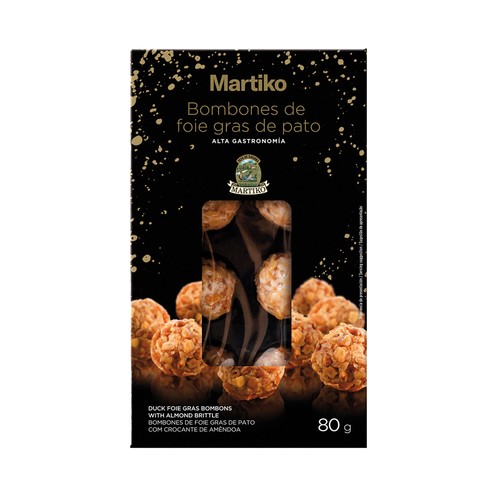 MARTIKO Bombones de foie gras de pato con crocante de almendra 80 g.