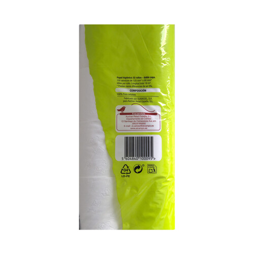 PRODUCTO ALCAMPO Papel higiénico doble capa 32 rollos