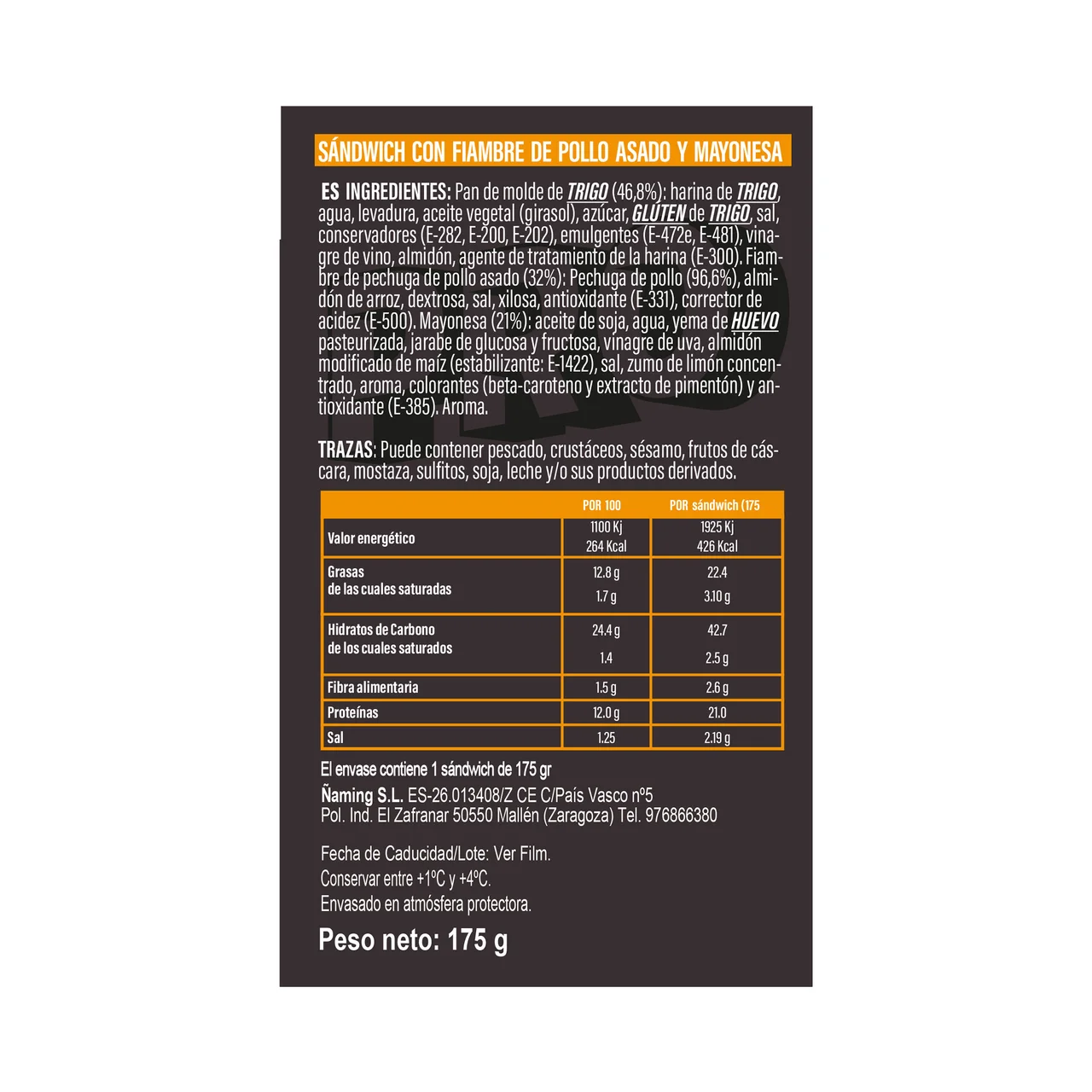Pro Sándwich de pollo asado y mayonesa 175 g.
