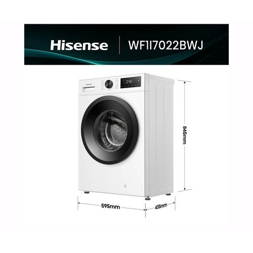 Lavadora HISENSE WF1I7022BWJ 7KG blanca, clasificación energética: A, 1200RPM, H: 84,5cm, A: 59,5cm, F: 43,5cm.
