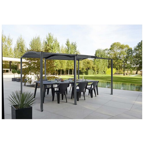 Cenador de jardín extensible de acero y poliéster, 2,4x2,9x3/5,6 m. GARDEN STAR ALCAMPO.