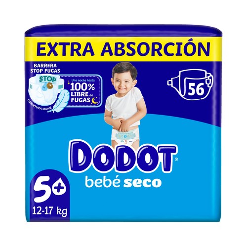 DODOT Bebé-seco Pañales talla 5+ (12-17 k) 56 uds.