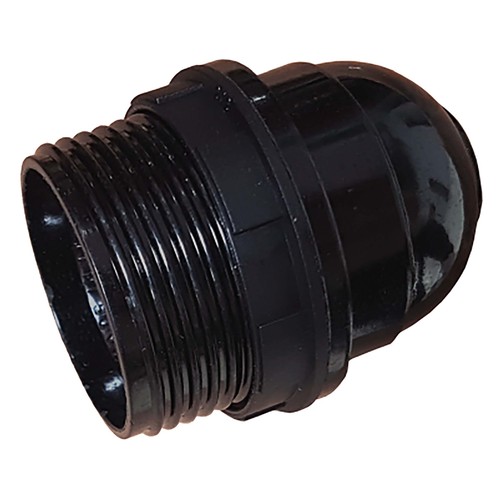 Portalámparas e-27 roscado con arandela 4a negro, EUROBRIC.
