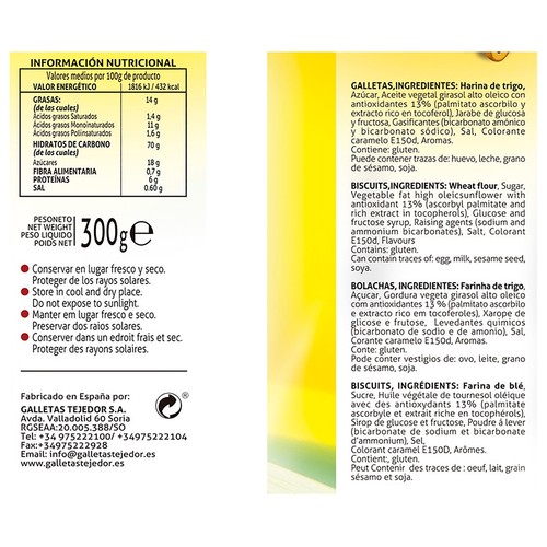 TEJEDOR Galletas caballitos de Soria 300 g.