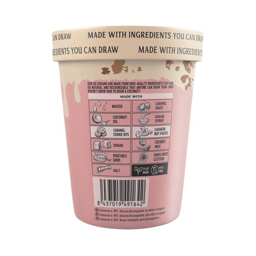 PINK ALBATROSS Helado vegetal de caramelo salado y galletas 480 ml.
