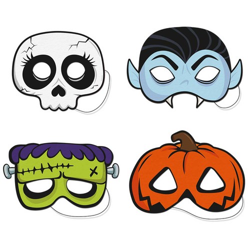 Máscaras cartón 6 unidades, formas Truco o Trato. OH YEAH