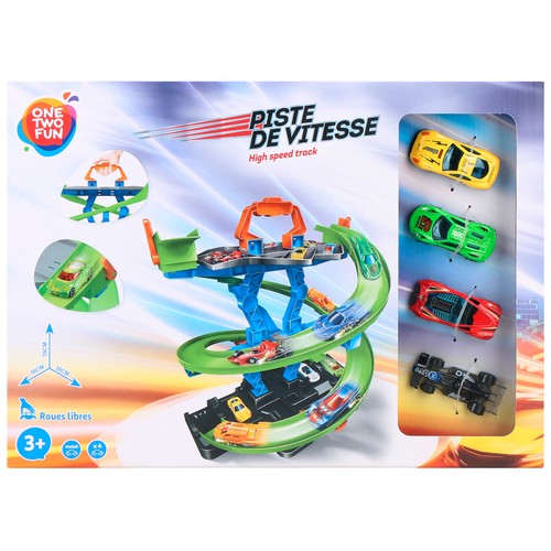 Garaje Espiral Speed con 4 cohes de metal +3 Años ONE, TWO FUN