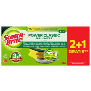 SCOTCH-BRITE Classic Estropajo de fibra con esponja especial salvauñas 2 uds.