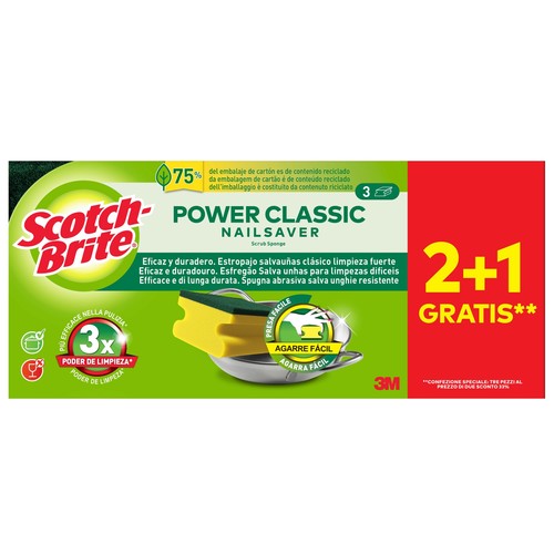 Estropajo de fibra con esponja especial salvauñas SCOTCH BRITE Duplo 2 uds.